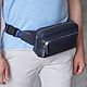 Men's leather waist bag ' Oscar '(Dark blue), Waist Bag, Yaroslavl,  Фото №1