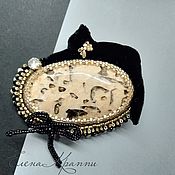 Украшения handmade. Livemaster - original item Playful kitty. Brooch with natural stone and beads.. Handmade.