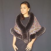 Шелковый платок с мехом «Жасмин», арт. 10020