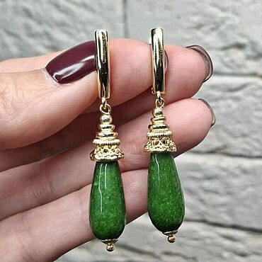 Украшения ручной работы. Ярмарка Мастеров - ручная работа Серьги агат зеленый, серьги капли с зеленым агатом длинные висячие. Handmade.