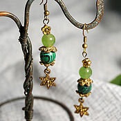 Украшения handmade. Livemaster - original item Long earrings with malachite and jade.. Handmade.