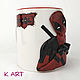 Кружка с декором из полимерной глины DeadPool. Кружки и чашки. Katrin ART. Ярмарка Мастеров.  Фото №4