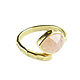Gold Ring with Quartz, Dimensionless Ring with Rose Quartz Stone. Rings. Irina Moro. My Livemaster. Фото №4