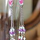 Earrings with ceramic beads with floral pattern Peonies, Earrings, Krasnoyarsk,  Фото №1