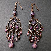 Украшения handmade. Livemaster - original item Purple boho earrings. Handmade.