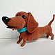 Dachshund a knitted dog with a wire frame, Stuffed Toys, Arkhangelsk,  Фото №1