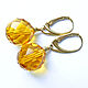Серьги с цитринами. Золото  (14Kt gold-filled). Серьги классические. Марина Кирилина авторские украшения. Интернет-магазин Ярмарка Мастеров.  Фото №2