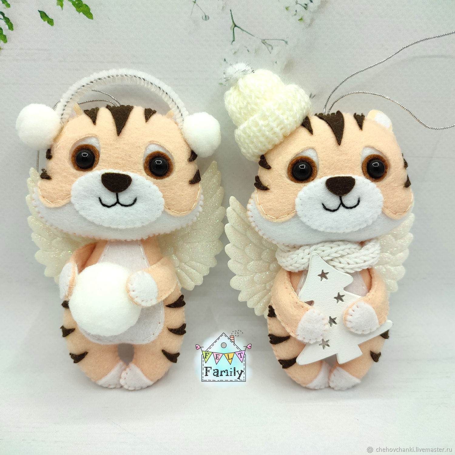 Тигры из фетра - символ 2022 года. Тигренок, елочная игрушка. №11, №12 ...