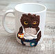 mug with an oversized owl 'rough morning', Mugs and cups, Smolensk,  Фото №1