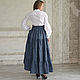 Order Linen skirt with a belt corset black and blue melange. pugovkino delo (Pugovkino-delo). Livemaster. . Skirts Фото №3