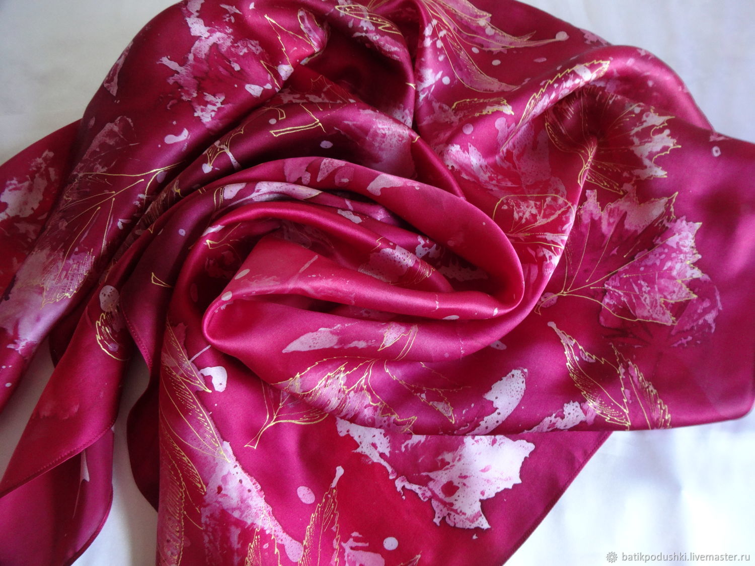 Batik satin shawl 'Ruby autumn', Shawls1, Nizhny Novgorod,  Фото №1