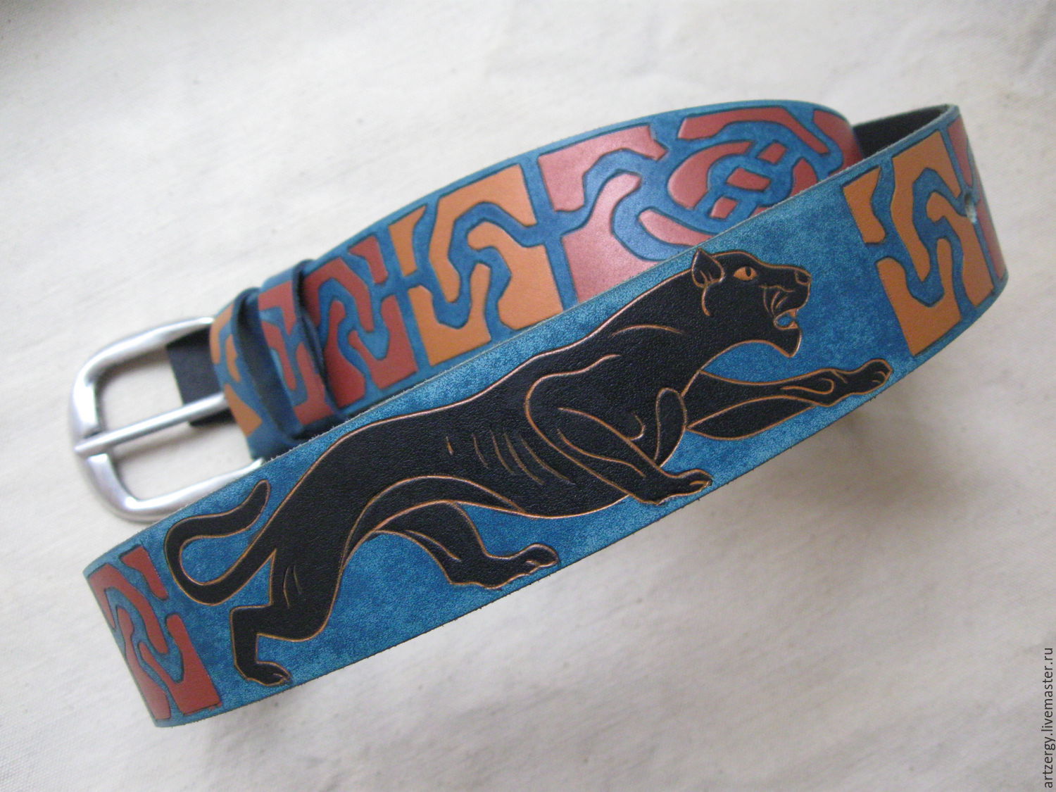 PANTHER leather belt, Straps, Moscow,  Фото №1
