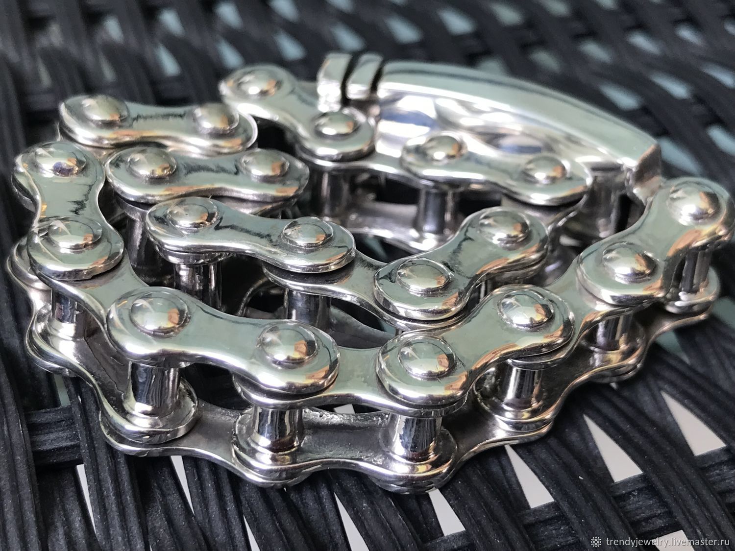 Мужской браслет серебро 925 пробы звенья велосипедная цепь винтернет-магазине на Ярмарке Мастеров