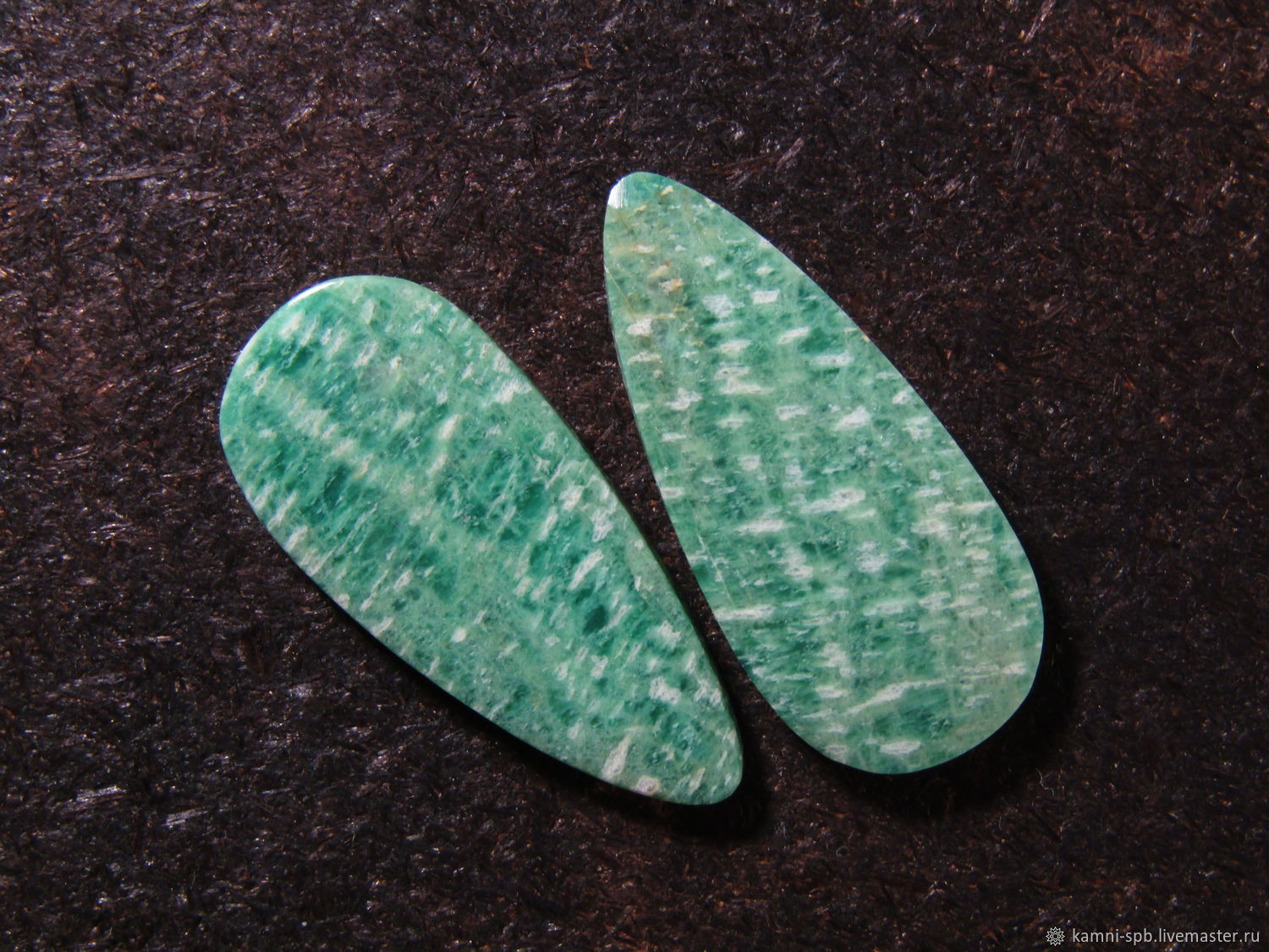 The amazonite. a pair of cabochons, Cabochons, St. Petersburg,  Фото №1