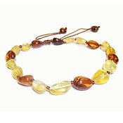 Amber necklace beads amber Flowers natural stone yellow cognac