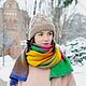 Rainbow knitted scarf. Long scarf women wool, Scarves, Chernihiv,  Фото №1