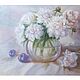 Натюрморт маслом Белые цветы со сливами 35х40_010, Картины, Кострома,  Фото №1