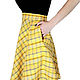  Yellow plaid linen skirt with inner pockets, Skirts, Volsk,  Фото №1