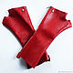 Перчатки женские кожаные Ladie's Glove's RED. Митенки. AD's  design Sergy. Интернет-магазин Ярмарка Мастеров.  Фото №2