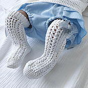 Одежда детская handmade. Livemaster - original item Baby socks for girls white knitted socks for children cotton. Handmade.