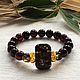 Baltic amber bracelet, cherry color, green amber insert. Bead bracelet. Mark Amberstein, sale amber products. Online shopping on My Livemaster.  Фото №2
