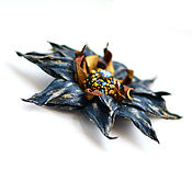 Украшения handmade. Livemaster - original item Dark blue brooch leather Guiding star. Handmade.