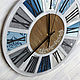 Большие, настенные часы "В сине-серо-голубой гамме" 40 см. Часы классические. Zuli. Интернет-магазин Ярмарка Мастеров.  Фото №2