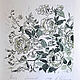 Линогравюра "Белые розы" графика, ручная печать, Картины, Санкт-Петербург,  Фото №1