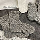 Order  down knitted grey handmade, 190. Shawl  handmade  goat fluff. Livemaster. . Socks Фото №3