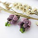 Серьги `Soft fuchsia`, цветы фуксии, серьги из бисера