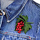 Red Currant Leather Brooch. Brooches. flowersstyle (flowersstyle). Online shopping on My Livemaster.  Фото №2