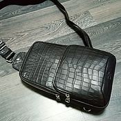 Сумки и аксессуары handmade. Livemaster - original item Men`s Crossbody Bag, Genuine Crocodile Leather, Black Color.. Handmade.