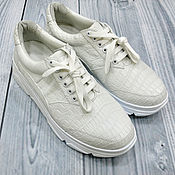 Обувь ручной работы handmade. Livemaster - original item Women`s sneakers made of genuine crocodile leather, in white.. Handmade.