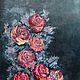 Картина маслом Розы, абстрактные цветы, Розы на чёрном, Картины, Воскресенск,  Фото №1