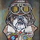 Pet Pilot Portrait Original Painting, Navigator Dog, Navy fighter, Pictures, Murmansk,  Фото №1