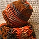 Шапочка , шарф хомут ( комплект), оранжевый, зима