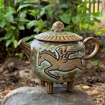 Посуда ручной работы. Ярмарка Мастеров - ручная работа Чайник «Пегас». Handmade.