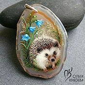 Украшения handmade. Livemaster - original item Hedgehog pendants to order - jewelry painting on stone. Handmade.