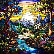 Картины и панно handmade. Livemaster - original item Painting A stream in the mountains. Landscape. stained glass. buy painting artist. Handmade.