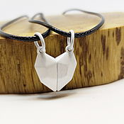 Украшения handmade. Livemaster - original item A White Heart pendant made of two halves. Handmade.