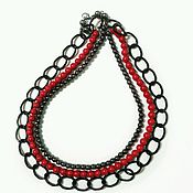 Украшения handmade. Livemaster - original item Necklace made of coral hematite and chains. Handmade.