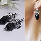 Украшения handmade. Livemaster - original item Black Tulip earrings with natural black agate. Handmade.