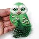 Брошь Сова из шерсти. Брошь-булавка. Валяние с любовью (lovely-felting). Интернет-магазин Ярмарка Мастеров.  Фото №2