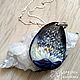 Pendant with a painting on the stone 'Lotus' Lacquer miniature. Pendants. Picture&miniature lacquer painting. My Livemaster. Фото №4