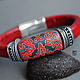 Leather bracelet Regaliz ' Red pattern'. Regaliz bracelet. Regaliz Bez Usov. My Livemaster. Фото №6