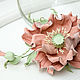 Order Decoration made of leather poppy Pink mint. lanssveta. Livemaster. . Brooches Фото №3