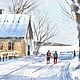 Картина акварелью "Белая дорога.Сельский пейзаж .". Картины. 'МИР АКВАРЕЛИ ' Евгения. Интернет-магазин Ярмарка Мастеров.  Фото №2