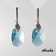 Original earrings with large blue Swarovski crystals/Gift, Earrings, St. Petersburg,  Фото №1