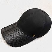 Аксессуары handmade. Livemaster - original item Baseball cap made of genuine python leather and water-repellent fabric.. Handmade.