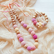 Слингобусы (слингокулончики) разноцветные с кулоном из ясеня